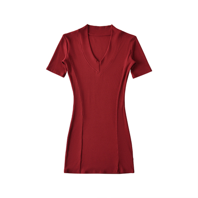 修身收腰显瘦短袖包臀连衣裙短裙