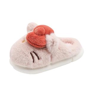 女宝宝棉拖鞋3-5岁6秋冬季猫咪儿童家居鞋可爱公主室内防滑毛毛鞋