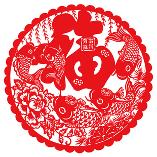 春节新年植绒布镂空福字剪纸窗花玻璃贴纸客厅龙年装饰大号门墙贴