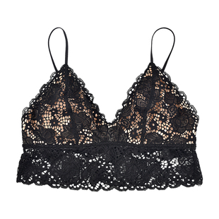 米图法式蕾丝无钢圈内衣薄款美背夏吊带大胸显小文胸少女bralette