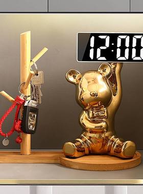 家用客厅卧室数字智能台钟闹钟高桌面台式钟表摆放颜值件电子钟摆