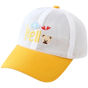 新款宝宝凉帽子夏天薄款透气网帽男童出游鸭舌帽卡通挖机遮阳帽潮