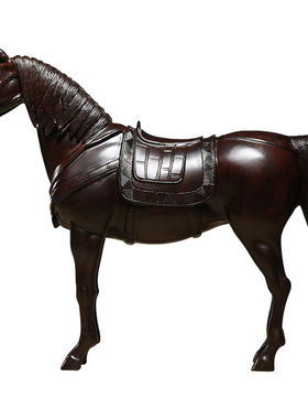 刺史木质黑檀木马摆件客厅