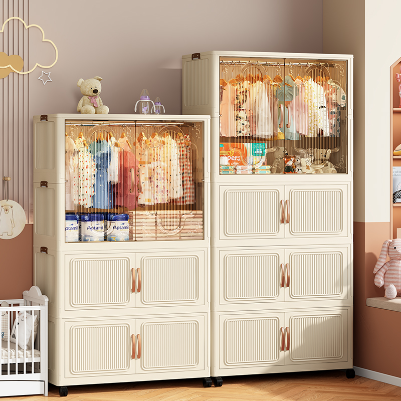 免安装儿童简易衣柜家用卧室挂衣橱宝宝婴儿衣服收纳柜塑料储物柜