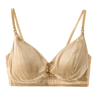 有致真丝内衣女轻薄小胸聚拢细肩带美背三角杯桑蚕丝无钢圈文胸
