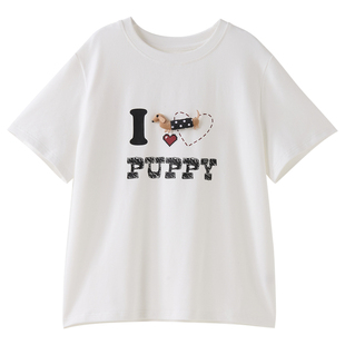 女大童磨毛卡通短袖2025夏秋新款青少年微宽松正肩T恤浅秋打底衫