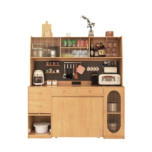 形影家具全实木餐边柜折叠餐桌一体可伸缩移动靠墙小户型带饭桌子