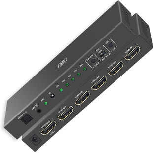 HDMI五进一出音频分离切换器自动检测4k高清ARC光纤功放音箱遥控