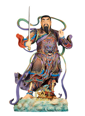 真武大帝神像铜极彩玄天上帝摆件
