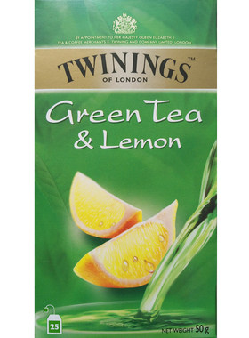 TWININGS川宁柠檬绿茶包茉莉绿茶