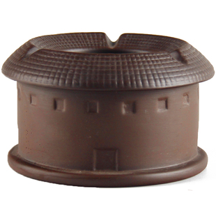 大埔馨明园陶瓷紫砂紫陶烟盅客家围龙屋土楼烟灰缸摆件定制工艺品