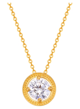 潮港福18K金古法金泡泡钻石项链