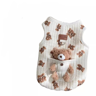 小型犬纯棉带牵引环衣服春秋季