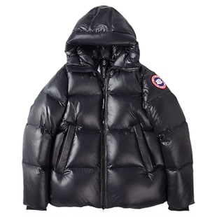 大鹅泡芙羽绒服男冬季2025新款保暖加厚情侣款黑色亮面面包服外套