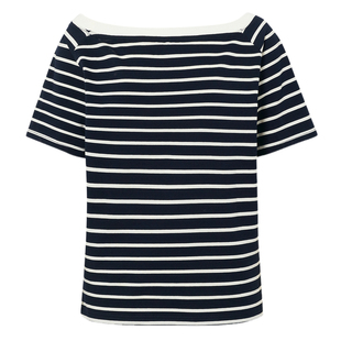 伊芙丽outlets店时尚高智OL一字肩流行斜肩百搭短袖T恤春夏凉感女