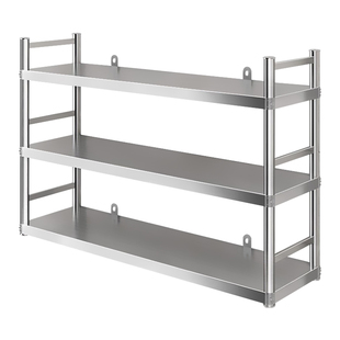 厨房不锈钢壁挂架围栏款置物架微波炉上墙架调味料吊架三3层2货架