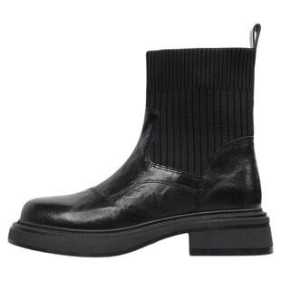 羊皮【复古系列】星期六短靴女英伦风秋冬圆头厚底百搭切尔西袜靴