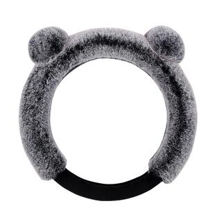 汽车方向盘套三件套冬季通用型短毛绒汽车把套女可爱d型方向盘套