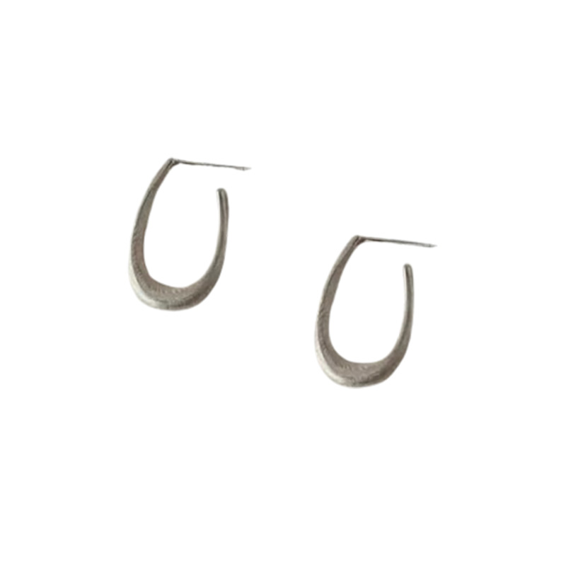 水滴耳环纯银法式极简冷淡风个性手工小众设计高级感磨砂肌理饰品