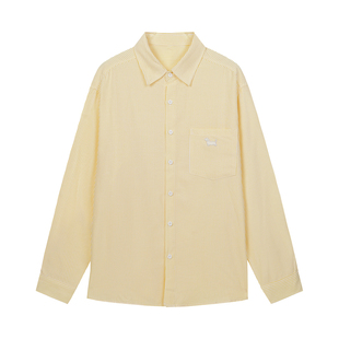 BIPOLAR小狗绣花章条纹衬衫韩系宽松日系百搭上衣外套早春男女款