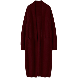 很鼎的版型~简约加厚100纯羊绒开衫女中长款毛衣大外套过膝秋冬