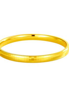 金包银足金999黄金光面手镯女菱形格子金镯子手环