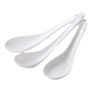 纯白骨瓷勺子家用汤匙汤勺长柄调羹搅拌勺子景德镇陶瓷甜品大小勺