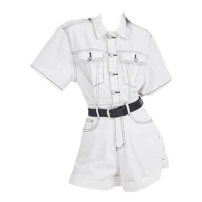 白色连衣牛仔短裤夏季女装