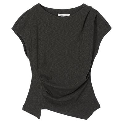 MOUSSY2026春季新品温柔慵懒抽褶收腰不规则下摆T恤031JSA80-1002