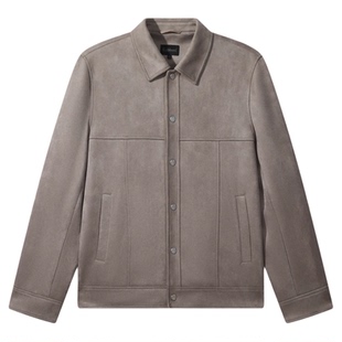 【复古时尚】卡宾仿麂皮翻领外套男装2026春季新款短款行政夹克