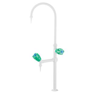 芬驰 铜喷塑实验室二联水龙头中央台水杯T型双口水咀双联化验水嘴