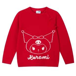 【erdosKIDS×Kuromi】鄂尔多斯童装酷洛米联名儿童红色羊绒套衫