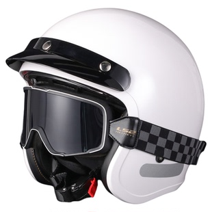 LS2复古半盔摩托车头盔四季四分之三男巡航美式复古头盔of599