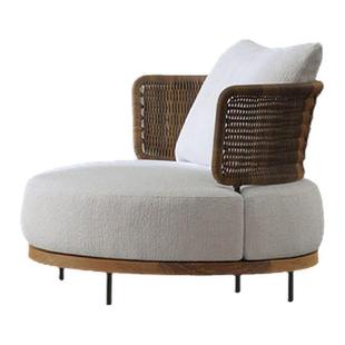 高档别墅庭院家具休闲民宿户外室外露台花园藤编柚木沙发茶几组合