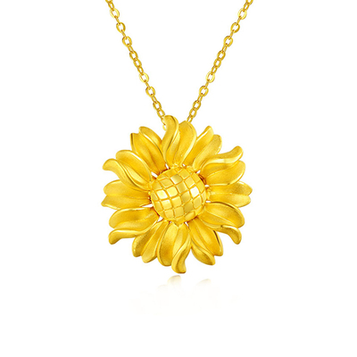 项链足金太阳花吊坠送女神礼物