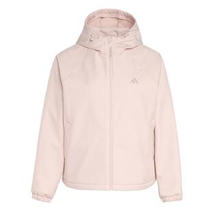 拒水休闲加绒软壳连帽夹克外套女秋冬adidas阿迪达斯轻运动