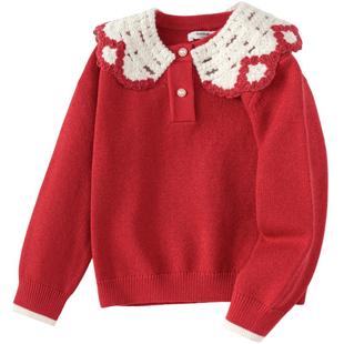 巴拉巴拉童装女童毛衣儿童2025新款秋冬装针织衫百搭打红色拜年服