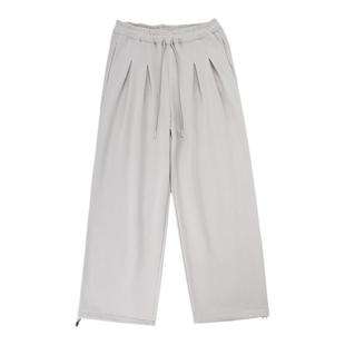 灰色直筒加绒卫裤男生秋冬季2025新款加厚长裤子宽松运动休闲裤