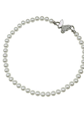 珍珠项链女白贝蝴蝶吊坠颈饰配饰