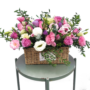 精品手提花篮青岛花店鲜花同城速递市南市北崂山李沧城阳生日礼物