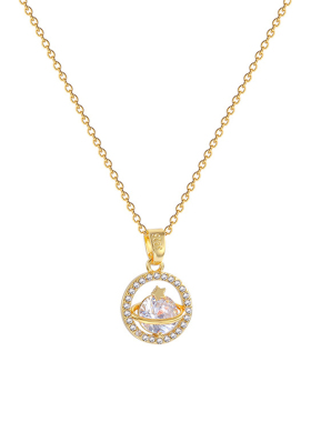 土星星球项链钛钢女锁骨链轻奢