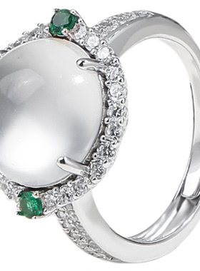 薇拉蒂S925纯银天然水沫玉戒指