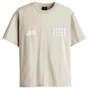 HM男装女装T恤春季打底衫印花棉质落肩宽松短袖1227157