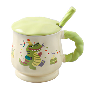 舍里可爱陶瓷马克杯家用带盖勺高颜值办公室喝水杯早餐杯情侣对杯