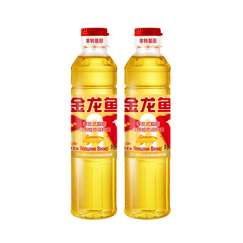 金龙鱼食用植物调和油小瓶家用食用油400ml*2非转黄金比例食用油