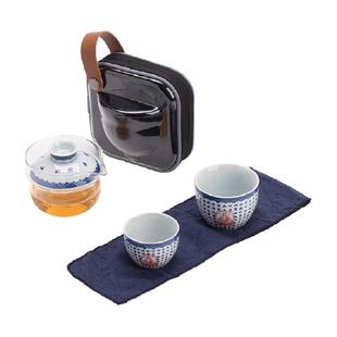 苏氏陶瓷(SUSHI CERAMICS)国潮青花心经旅行包便捷茶具 快客组