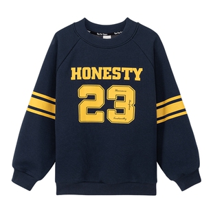 左西童装男童加绒卫衣2026新款秋冬季儿童字母圆领大童春装上衣潮