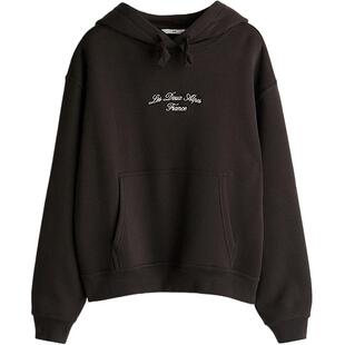 HM女装卫衣冬季休闲时尚潮流宽松印花图案保暖美式连帽衫1247789