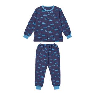 千趣会童装秋冬季男女童高腰防风套装针织绗缝儿童家居服加厚