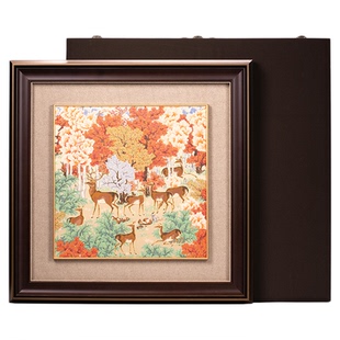 南京云锦研究所博物馆丹枫呦鹿图挂画非遗真金线装饰画客厅玄关